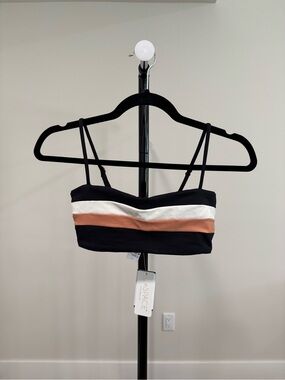 NWT l*space Rebel Stripe Bandeau Bikini Top Black and Tan